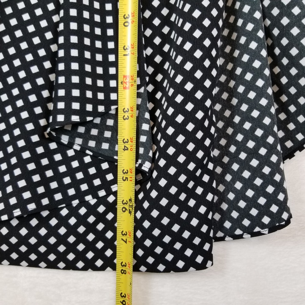 Lauren Ralph Lauren Black White Diamond Print Faux Wrap Ruffle Sheath Dress 6 - Picture 6 of 7